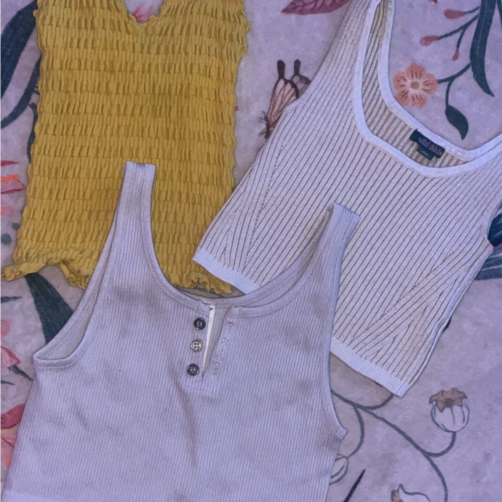 Bundle of Yellow, Cream, and White Tank Tops